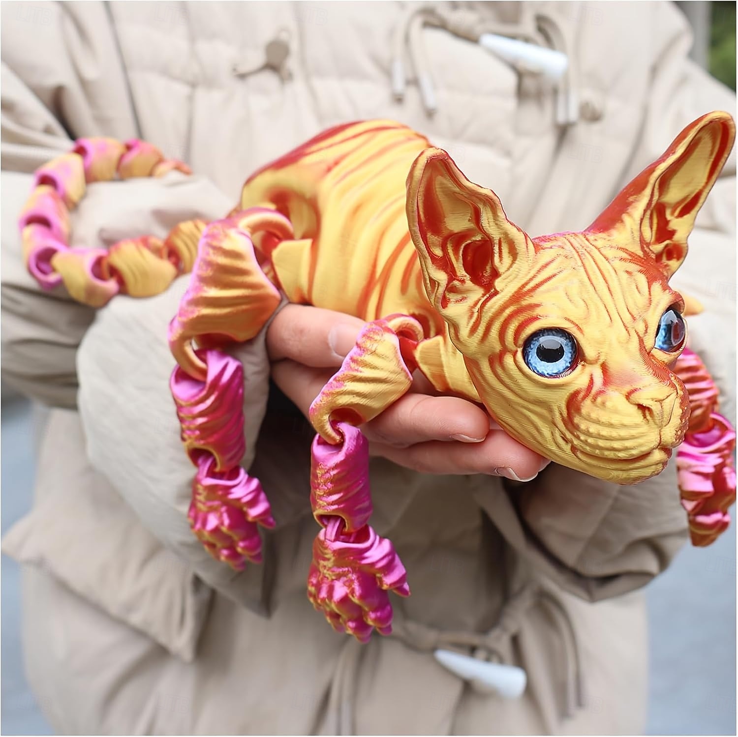 Decorazione realistica di un gatto snodato stampato in 3D, gatto sphynx stampato in 3D, animale antistress, scrivania, ufficio, arredamento per la casa, per amanti dei gatti e collezionisti. del 2026 a $19.99 –P9