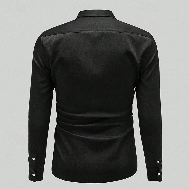 Herren Hemd Satinhemd Kleidhemd Freizeithemd Knopfhemd Hemden zum Herausstecken Einfach Formell Hochzeit Schwarz Weiß Wein Grün Langarm Revers Frühling & Herbst Ganzjahres Bekleidung Rein 2025 - $23.99 –P3