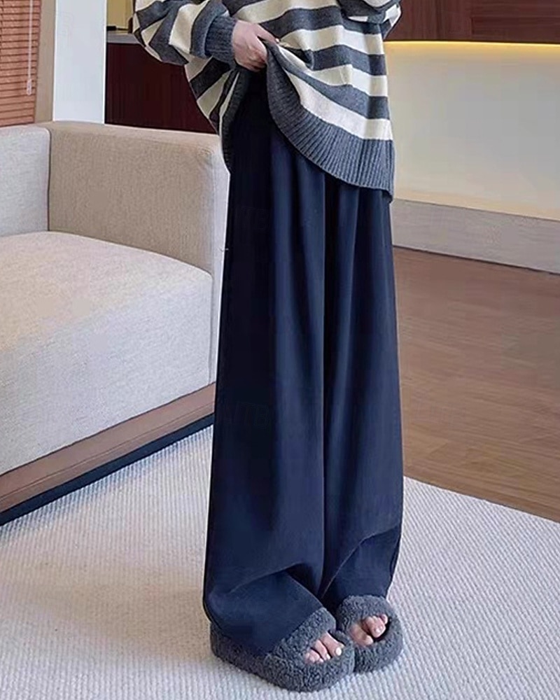 Per donna Pantaloni in Pile Gamba larga Pantaloni Moda Streetwear Lunghezza intera Vita Alta Semplice Elastico in vita Lavorato a maglia Caldo Confortevole Micro-elastico Streetwear Abbigliamento del 2025 a $27.99 –P10