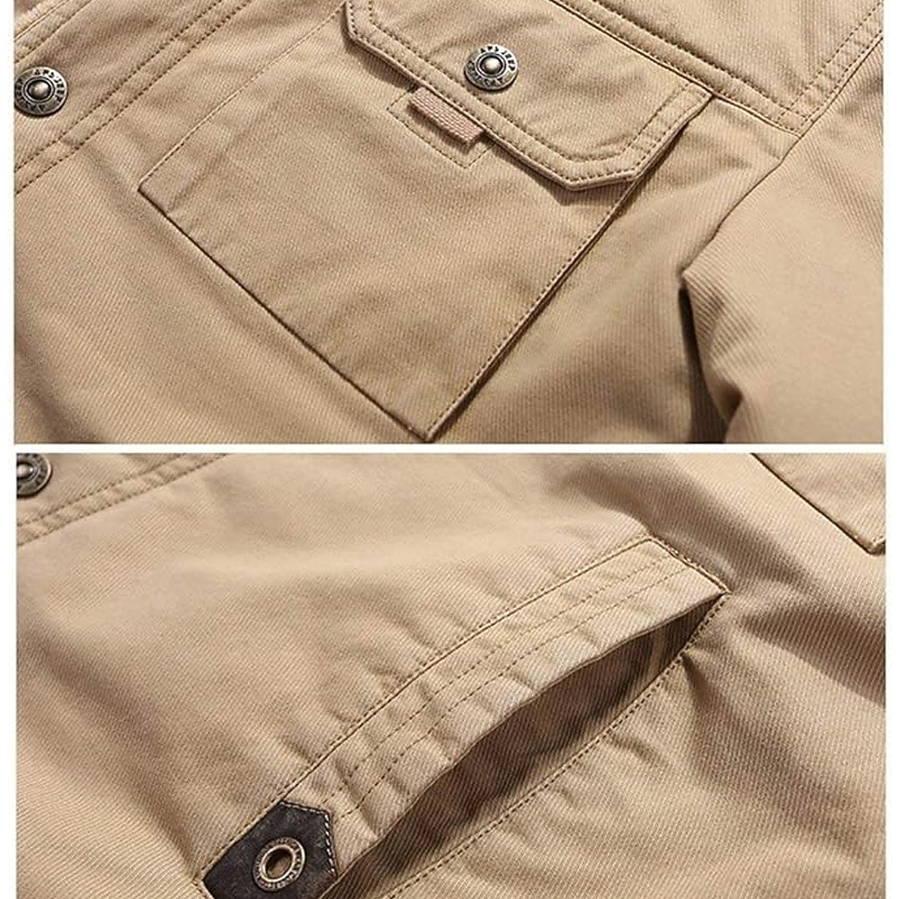Herre Grafisk 1776 Fleece-jakke Cargo jakke Sherpa jakke Hold Varm Årgang Fritid utendørs Hjem Flere lommer Bomullsjakker Vinterfrakker Høst Vinter Fleecekrage med nedfellbar krage Langermet 2025 - $52.99 –P5