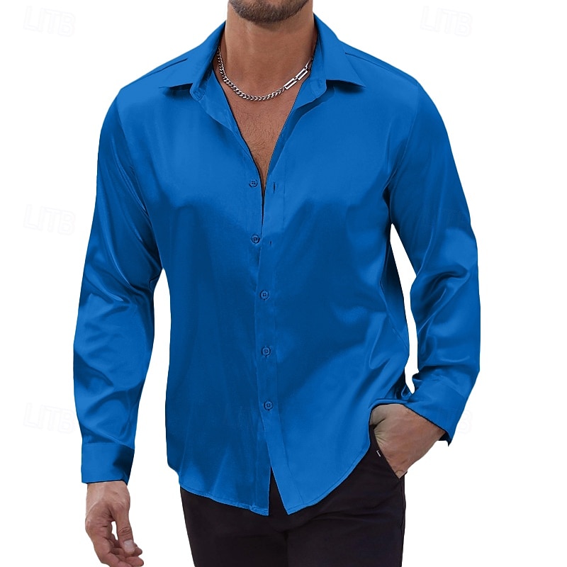 Per uomo Camicia Camicia in raso Camicia casual Camicia con Bottoni Camicie sbottonate Semplice Formale Quotidiano Nero Bianco Vino Blu reale Manica Lunga Bavero Primavera & Autunno Tutte le stagioni del 2025 a $23.99 –P10