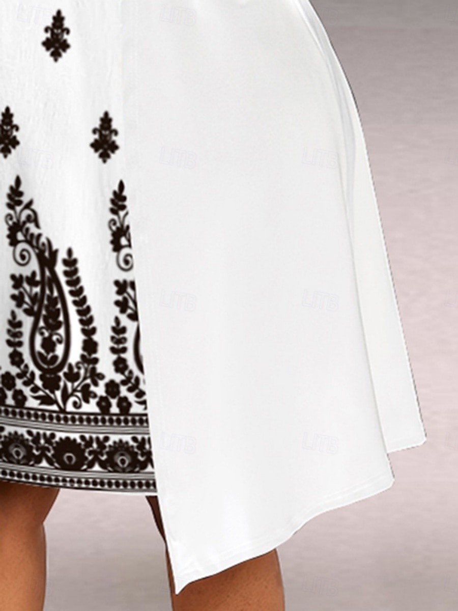 Pentru femei Rochii Midi Rochie A line Casual Zilnic Fit regulat Floral Manșon Lung În V Alb Vară Primăvară Toamnă 2025 - $31.99 –P5