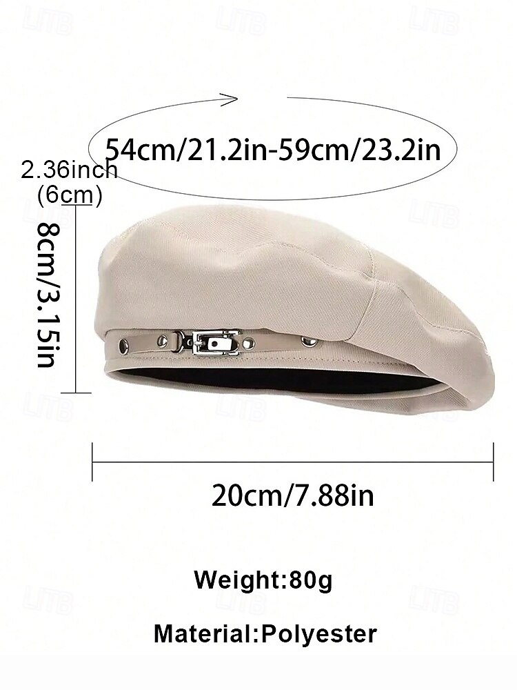Women's Polyester Beret Hat – Stylish Buckle Decor French Painter Cap, Vintage Casual Newsboy Hat for Autumn Winter Streetwear 2026 - $11.99 –P10