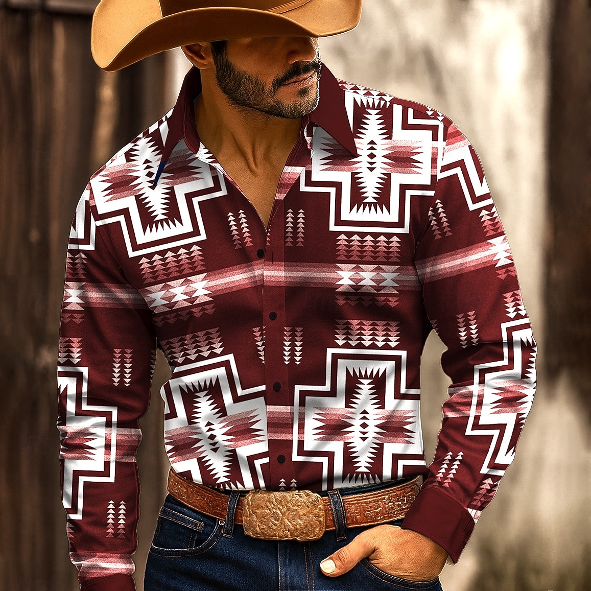 Per uomo Azteco Motivo Geometrico Etnico Camicia Camicia Western Camicia con Bottoni Manica Lunga Vintage Retrò All'aperto Casuale Abbigliamento da lavoro Primavera Autunno Collo ripiegato Stampa 3D del 2026 a $27.99 –P5