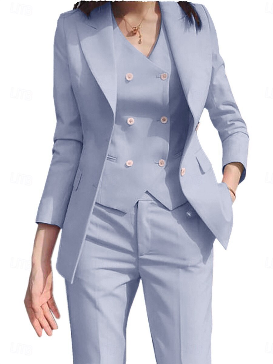 Women's 3 Pieces Suits Formal Wedding Guest Formal Evening Elegant Simple 3/4 Sleeve Pleated Ankle Length Peak Lapel Single Breasted 2025 - $179.99 –P1