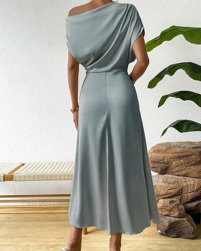 Women's Midi Dress Satin Dress Party Dress Cocktail Dress Elegant Fashion Modern Evening Party Party Special Occasion Regular Fit Plain Sleeveless Crew Neck Black Dusty Blue Green Summer Spring Fall 2026 - zł120.18 –P18