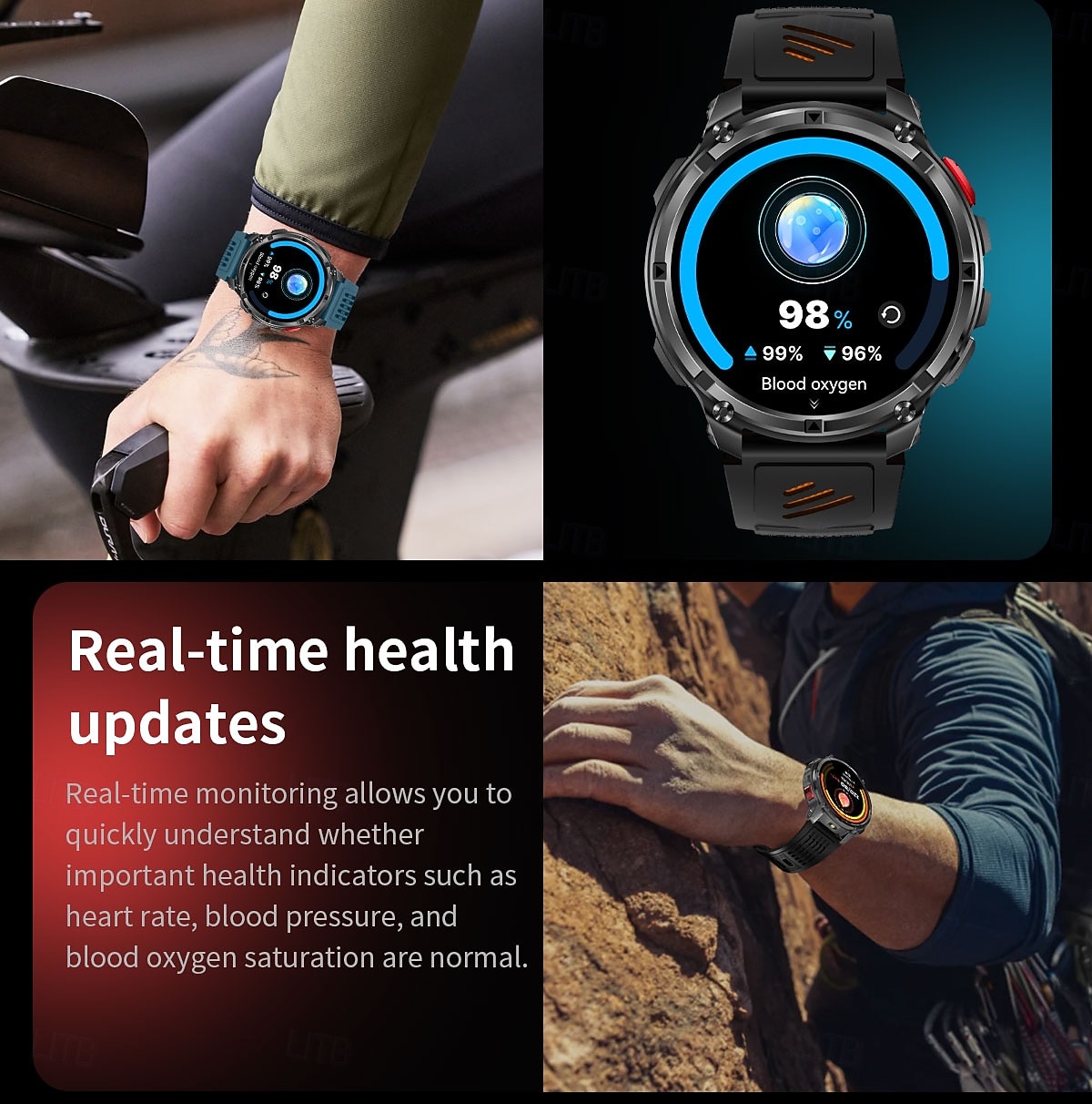 HT33 Smart Watch 1.7-inch BT Call Compass Health Monitor Waterproof LED Flashlight Outdoor 1100mAh Battery Smartwatch 2025 - $48.99 –P9
