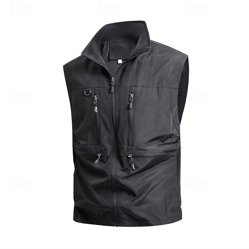 Ανδρικά Veste Gilet Γιλέκο ψαρέματος ΕΞΩΤΕΡΙΚΟΥ ΧΩΡΟΥ Καθημερινά Μοντέρνα Καθημερινό Άνοιξη Φθινόπωρο Κουμπώσου Τσέπη Νάιλον Άνετο Σκέτο Φερμουάρ Όρθιος Γιακάς Κανονικό Μαύρο Λευκό Χακί Πράσινο Χακί 2026 - $34.99 –P15
