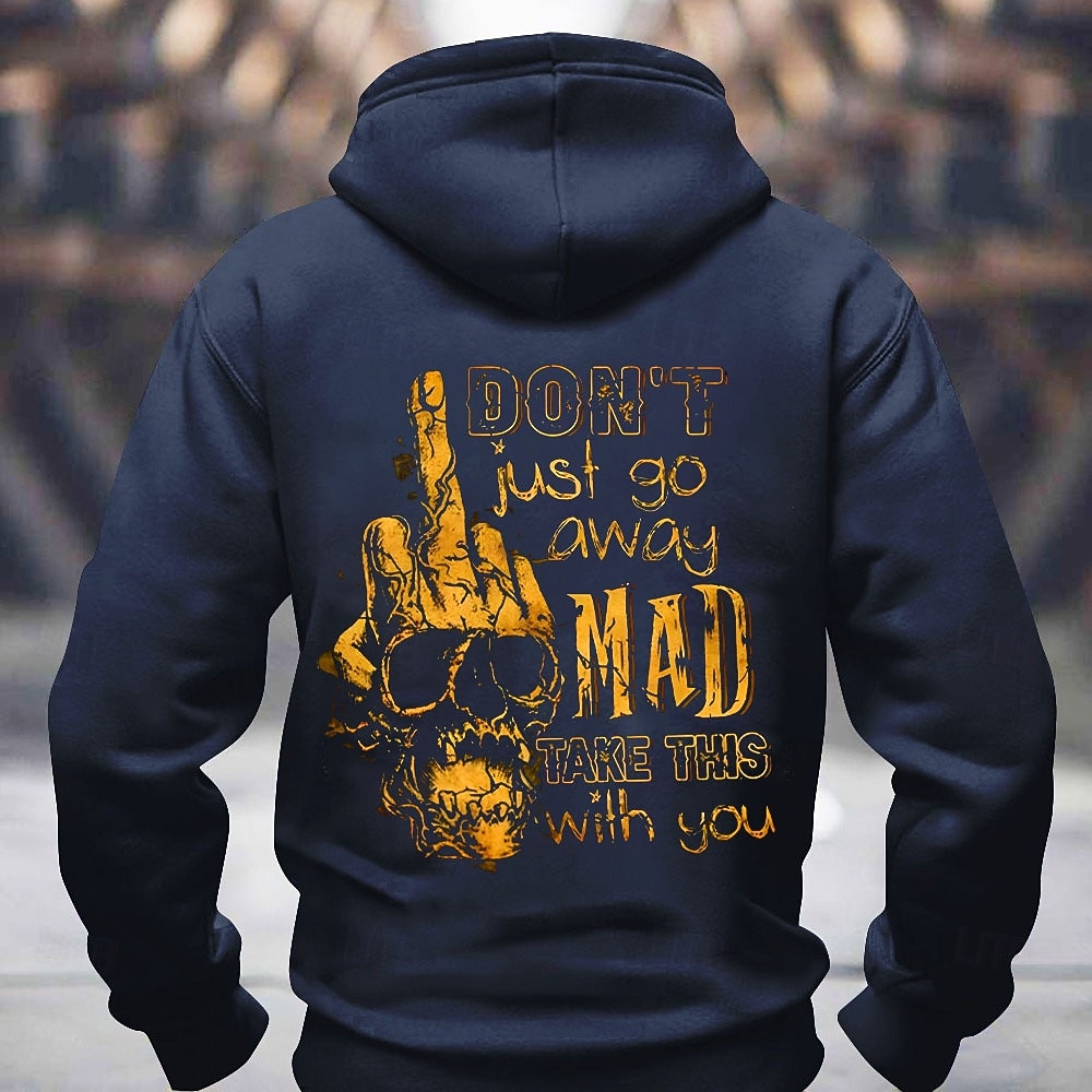 Ανδρικό Hoodie Τολμηρό "Δεν φεύγω απλά θυμωμένος πάρε αυτό μαζί σου" Σλόγκαν Γραφικό με εκτύπωση κρανίου με μεσαίο δάχτυλο Μακρυμάνικο 2026 - $28.99 –P3