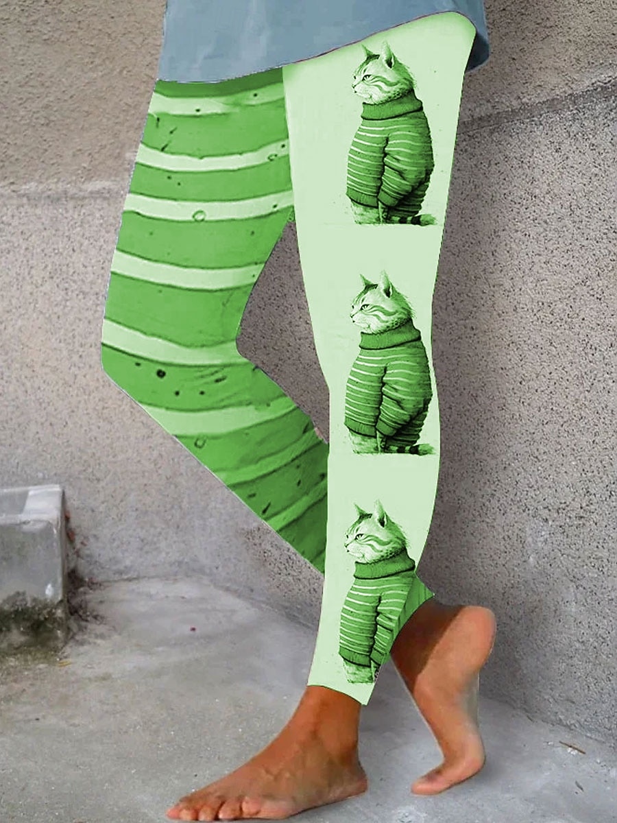 Γυναικεία Κολάν Διακοπές Βίντατζ Μοντέρνα Πλήρες μήκος Ψηλή Μέση Γραφική Γάτα Εκτύπωση Διατηρείτε Ζεστό Moale Αναπνέει Ελαστικό Καθημερινά ΕΞΩΤΕΡΙΚΟΥ ΧΩΡΟΥ Διακοπές 2026 - $21.99 –P4