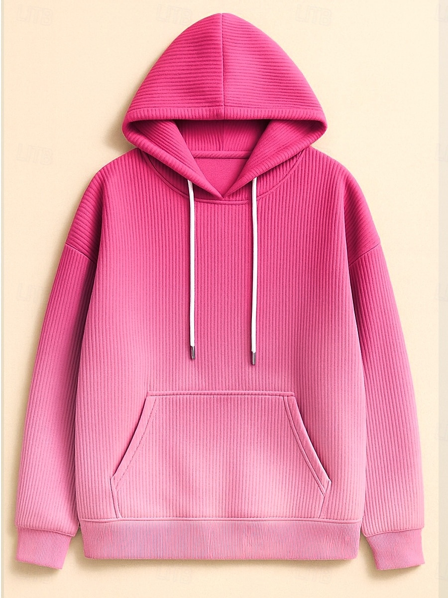 Women's Pullover Hoodie Sweatshirt Graphic Rainbow Abstract Casual Boho Long Sleeve Hooded Regular Tops Street Dailywear Print Front Pocket Maroon Pink Fall Winter 2025 - $26.99 –P1