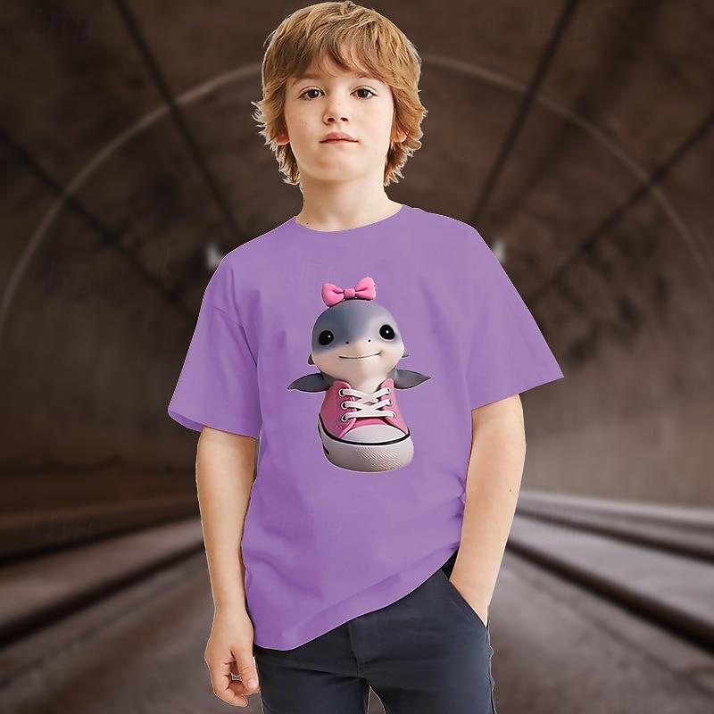 2025年 男の子 3D カートゥン Tシャツ Ｔシャツ 半袖 夏 春 ファッション ベーシック 子供 4〜12年 クルーネック アウトドア カジュアル 日常 レギュラー  コレクション – $11.99 –P4