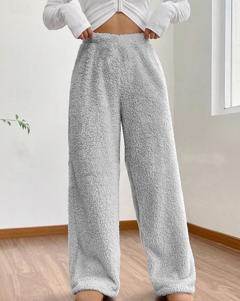 Femmes Jambe large Slacks Mode Occasionnel Longueur complète Taille Moyenne Uni Taille Élastique Chaleur Thermique Non Elastique Élastique Formel Vacances Rue Gris clair Gris foncé Chameau Gris Hiver de 2025 ? $26.99 –P2
