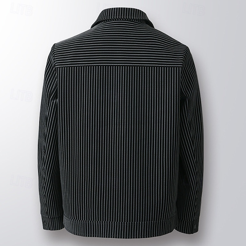 Homme Veste Légère Veste Cargo Veste Décontractée Vacances Quotidien Respirant Avec Poches Printemps Automne Rayure Mode Classique Revers Régulier Noir Café Veste de 2026 ? $50.99 –P3