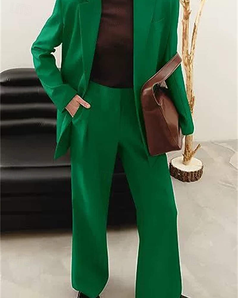 Γυναικεία Σετ παντελονιών Blazer Suits Μακρυμάνικο Κολάρο Πουκαμίσου Σκέτο Dubbele Rij Knopen Ενεργό Μοντέρνα Διακοπές Καθημερινά Μαύρο Ρουμπίνι Θαλασσί Φθινόπωρο Κανονικό 2026 - $67.99 –P5