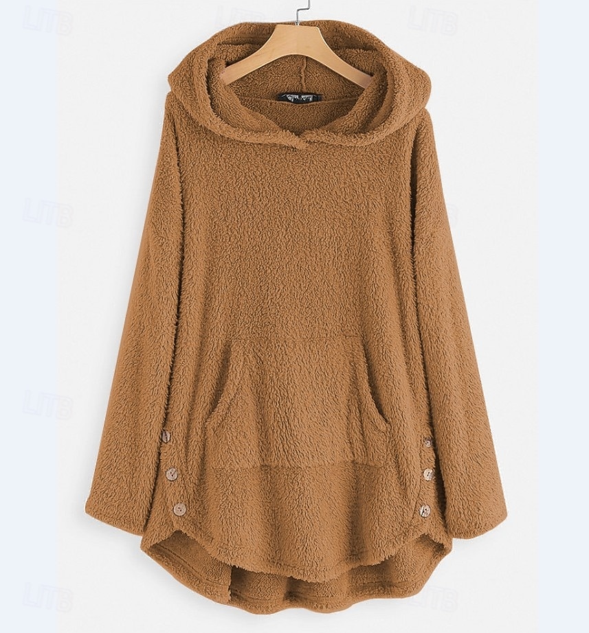 Жен. Толстовка с капюшоном и пуловером Полотняное плетение На каждый день Длинный рукав Капюшон Обычные топы Для улицы На каждый день Повседневные Карман Пуговицы Черный Белый Розовый Красный Зеленый 2025 - €23.99 –P4