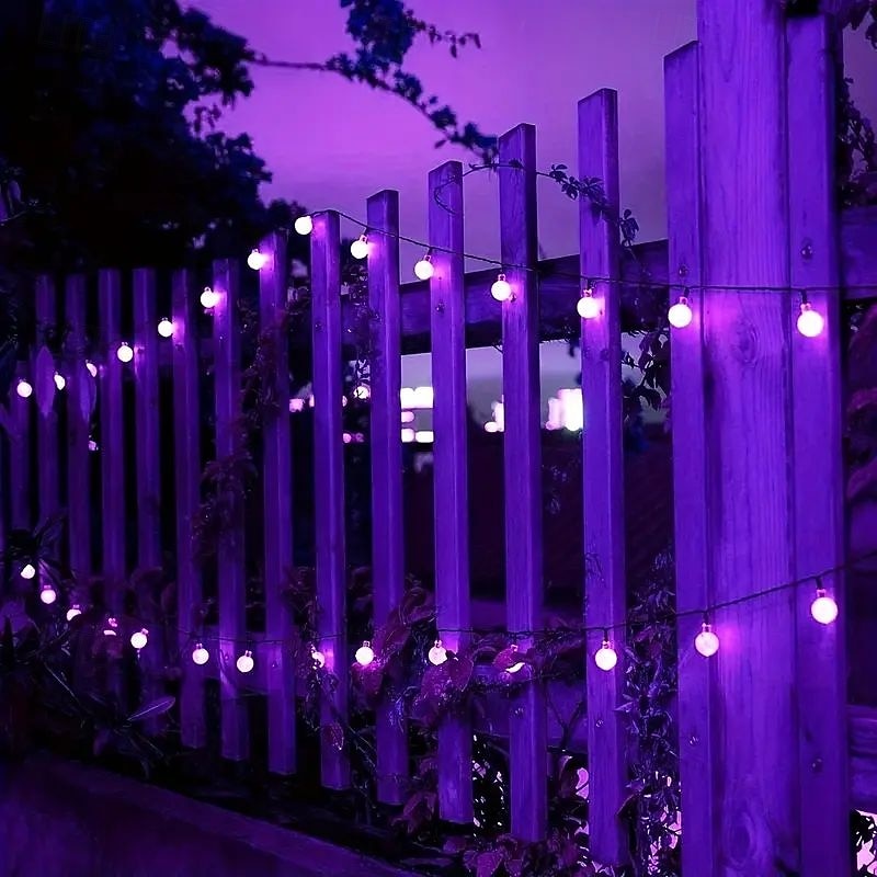 2 luces LED solares moradas con forma de bola de cristal de 6,5 m y 30 LED para exteriores, 8 modos de iluminación, resistentes al agua, ideales para jardín, porche, boda, patio, decoración de 2025 - $25.99 –P6