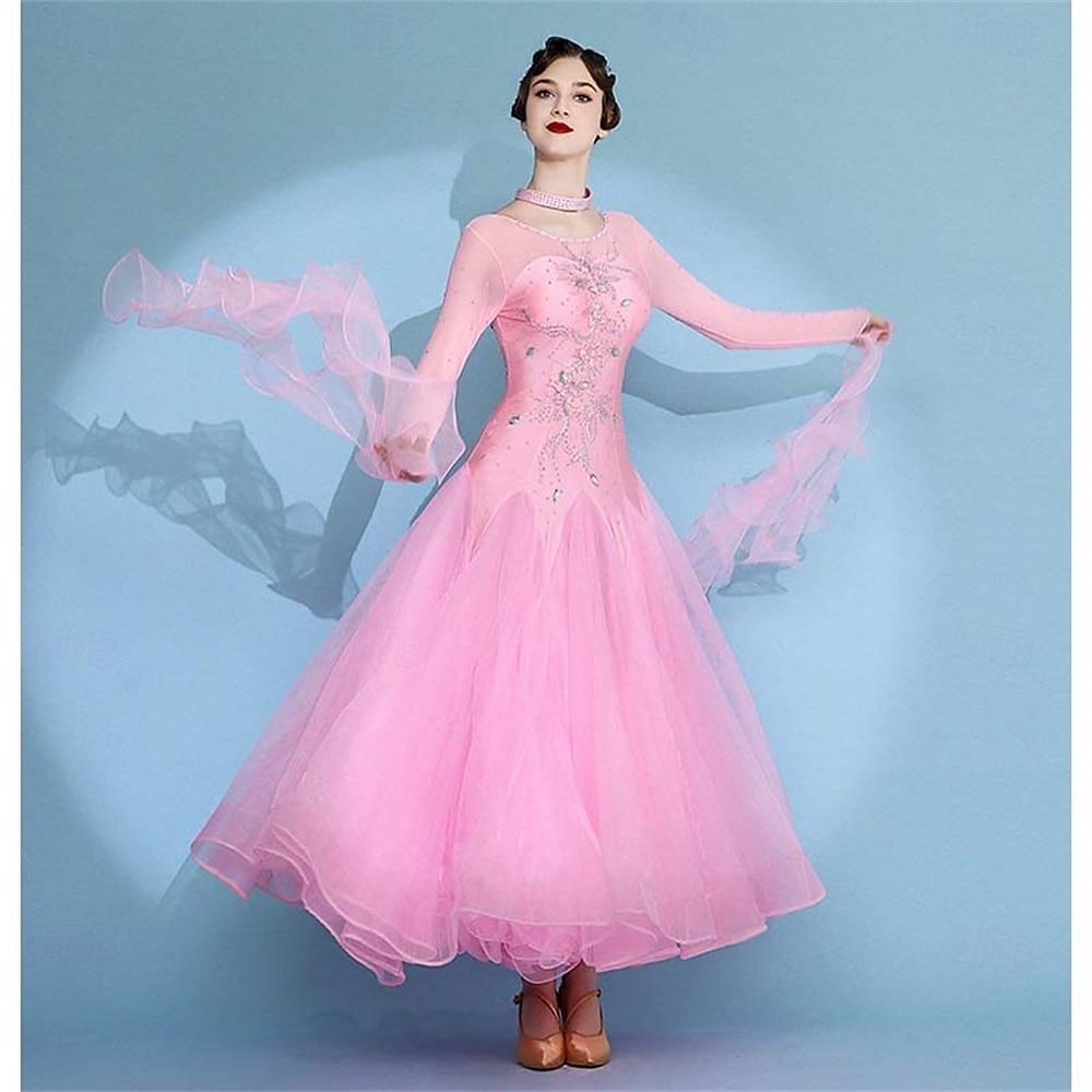 γυναικείο φόρεμα βαλς με μακριά μανίκια, μοντέρνο φόρεμα χορού, φορέματα διαγωνισμών, ένδυση παράστασης 2026 - $251.39 –P6