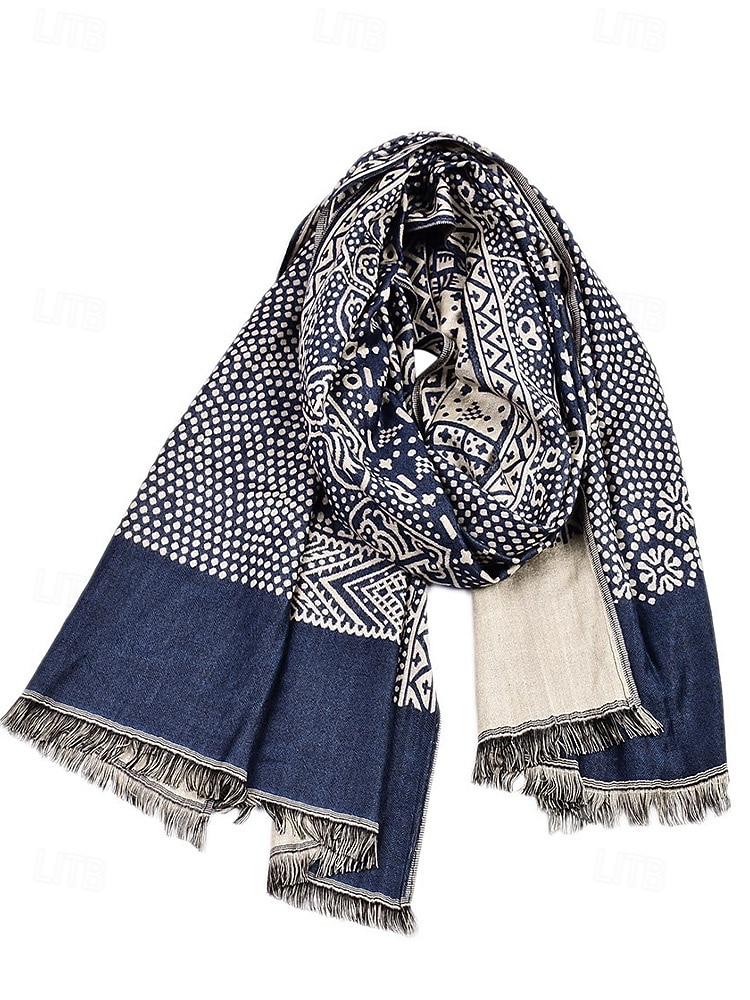 Herreskjerf i bomull med etnisk paisleymønster, mykt og lett sjal, julegave til ham, fritids- og høytidsklær 2026 - $18.99 –P5