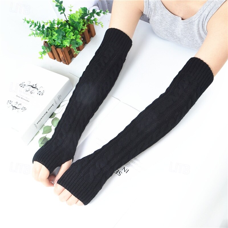 Naisten pitkät talvineulehihat, kynnettömät akryylikäsineet, lämpimät kädettömät neuleet syksyyn ja talveen, pitkät hihanlämmittimet 2026 - $10.99 –P16