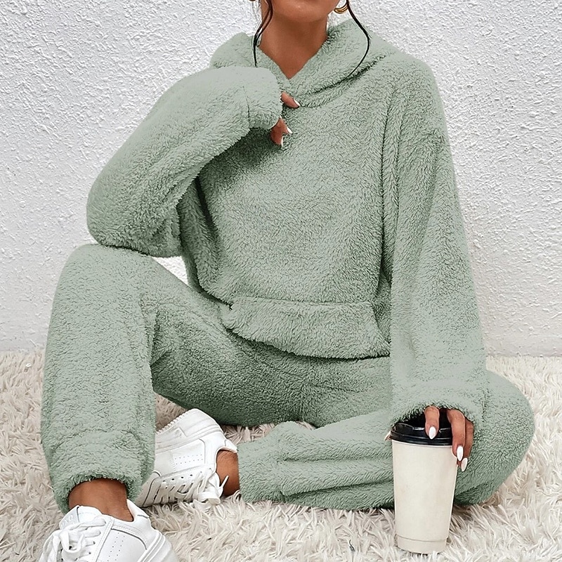 نسائي بدلة رياضية من قطعتين هودي صالة مجموعات بدلات رياضية لون سادة أطقم ملابس رياضية خريف & شتاء أسود أبيض الصالة الرياضية الخارج ركض كم طويل رياضة ألبسة رياضية مرن نسبياً عادي 2026 - $42.99 –P3