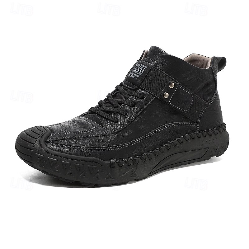 Botas masculinas de couro sintético genuíno marrom para caminhadas ao ar livre com sola antiderrapante – calçado casual para viagem e aventura de 2025 por $54.99 –P3