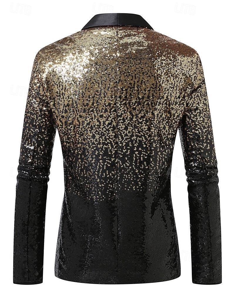 رجالي سترة عمل حفلة كوكتيل حفلة الزفاف موضة كاجوال الربيع الخريف بوليستر تدريجي ترتر جيب مريح صدر فردي سترة رياضية أزرق أرجواني ذهبي أخضر 2025 - $84.99 –P8