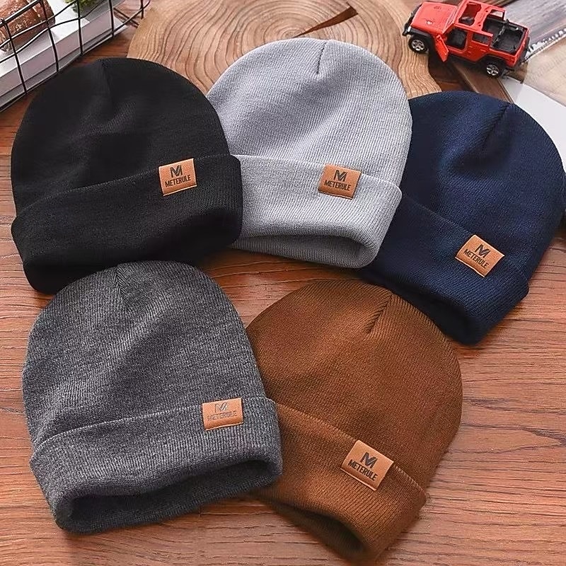 2026年 男性用 男女兼用 ビーニー・ハット 冬の帽子 つばなし帽 骷髅头毛线帽 ニット帽 ブラック ルビーレッド アクリル繊維 ニット 居心地の良い デイリーウェア お出かけ 単色/無地 ウォーム  コレクション – $9.49 –P7