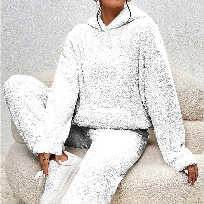 نسائي بدلة رياضية من قطعتين هودي صالة مجموعات بدلات رياضية لون سادة أطقم ملابس رياضية خريف & شتاء أسود أبيض الصالة الرياضية الخارج ركض كم طويل رياضة ألبسة رياضية مرن نسبياً عادي 2026 - $42.99 –P16