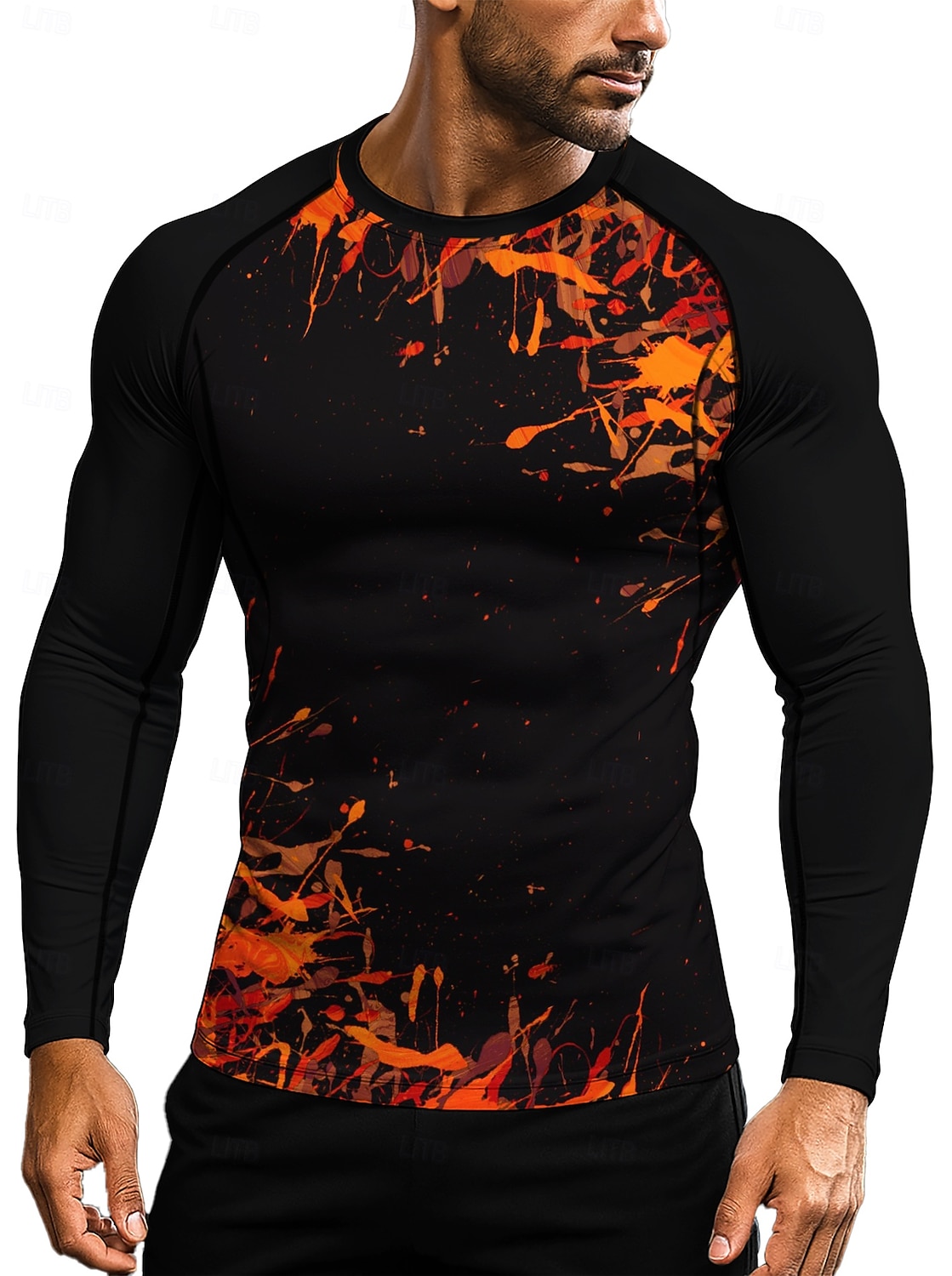 Муж. Футболка для бега Спортивная рубашка Фитнес-рубашка Рубашка тренировки Беговой верх Длинный рукав Футболка Футболка Лето Весна Осень Зима Абстракция UPF 50 Устойчивость к УФ УПФ 50+ Мягкий 2026 - $20.99 –P4