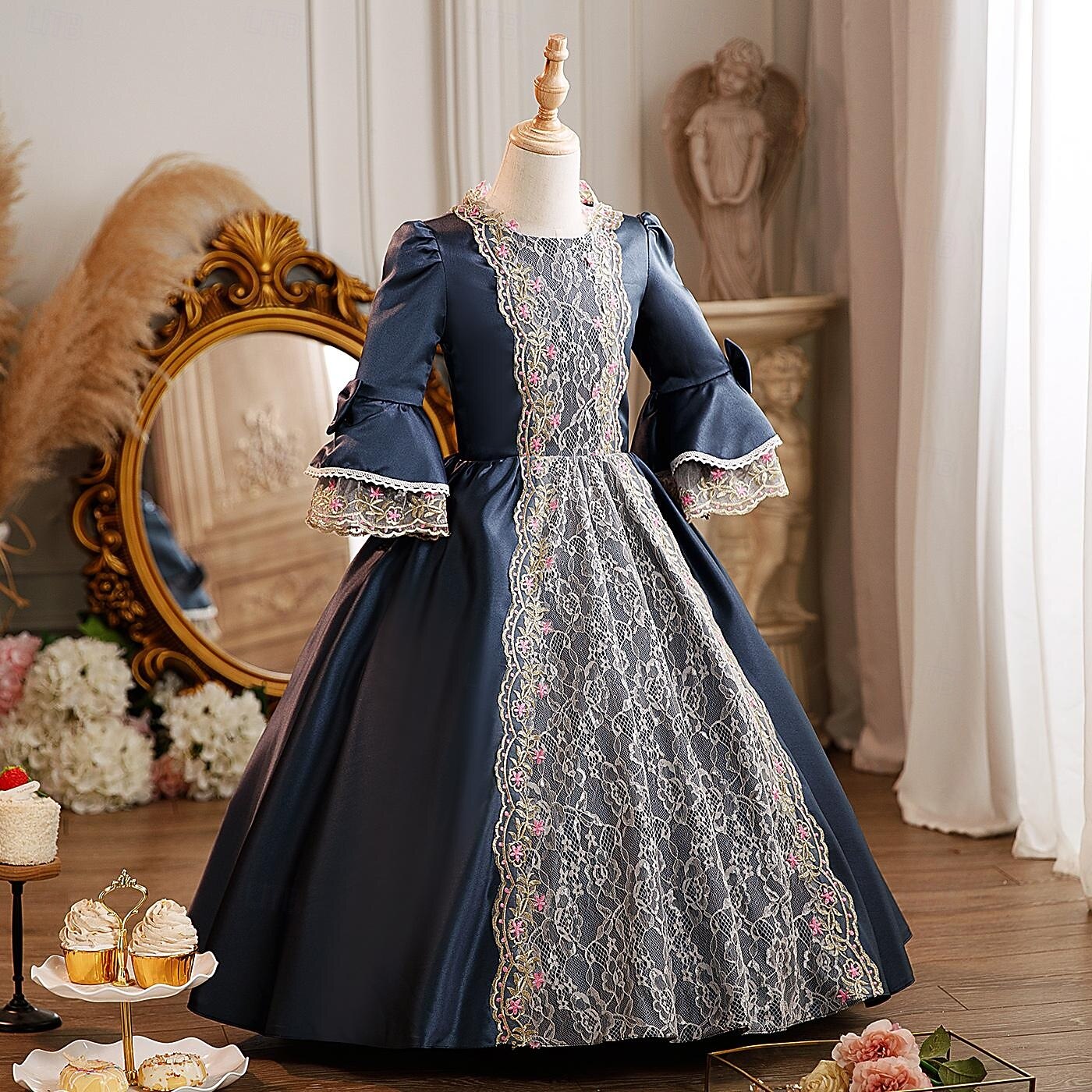 Rokoko Viktorianisch Steampunk Maxi Partykostüm Zubehör Glockenärmel Prinzessin Schleife Retro Ballkleid Spitzkragen Kostüm Mädchen königlich Weihnachten Halloween Karneval Maskerade Hochzeitsfeier 2026 - $108.99 –P2