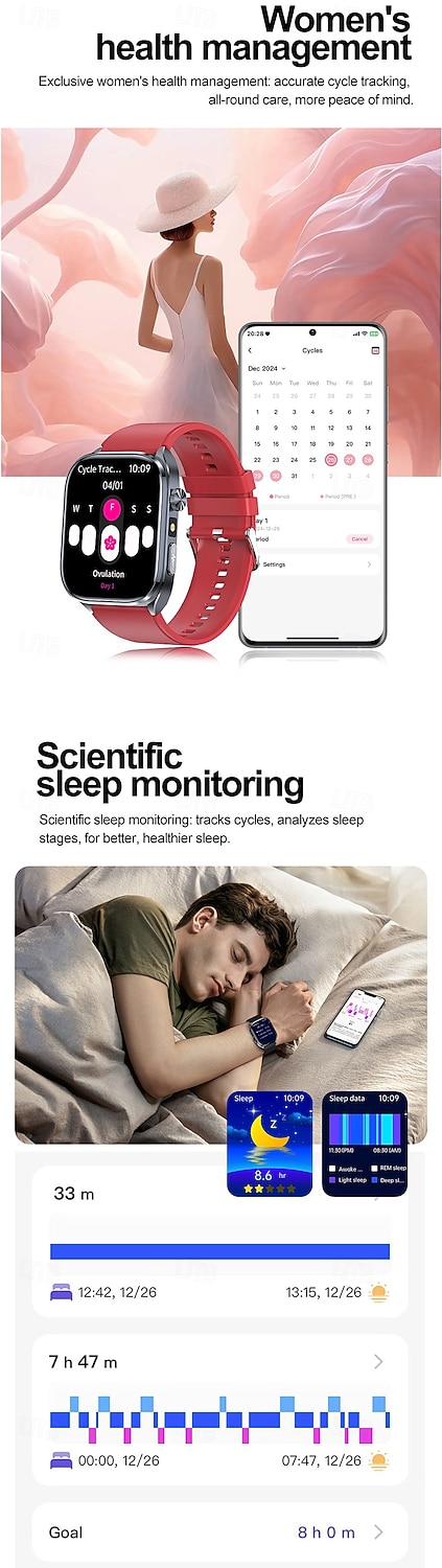 iMosi ET572 Relógio inteligente 2 polegada Relógio inteligente Bluetooth ECG + PPG Monitoramento de temperatura Podômetro Compatível com Android iOS Feminino Masculino Suspensão Longa Chamadas com de 2025 por $51.99 –P12