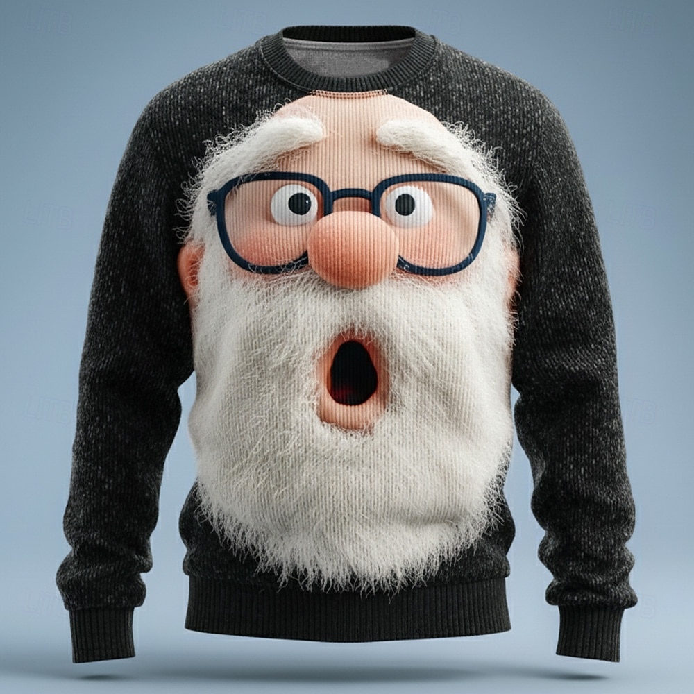 Ugly Christmas Sweater Men's Cartoon Santa Claus Print Pullover Sweater Jumper Knitwear Crewneck Casual Vacation Daily Festival Keep Warm Long Sleeve Fall Winter Black Red Green 2026 - $39.99 –P3