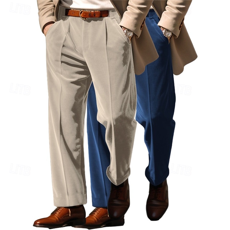 Ανδρικά Παντελόνια Παντελόνι επίσημο Φαρδύ παντελόνι Βελούδινο Παντελόνι Παντελόνια χορού Μπροστινή τσέπη Ισιο πόδι Πολυσυσκευασία Σκέτο Άνεση Πλήρες μήκος ΕΞΩΤΕΡΙΚΟΥ ΧΩΡΟΥ Επιχείρηση Καθημερινά 2026 - $28.99 –P6