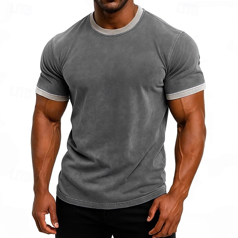 SoftFade™ T-Shirt pentru Bărbați T-Shirt Top Mâneci Scurte Mâneci Scurte Guler Rotund Guler în V Vară Culoare Solidă Vintage Culoare Bloc Cămașă Făcută Spălată Casual Vacanță Stradă Verde Închis Maro 2026 - $29.99 –P6