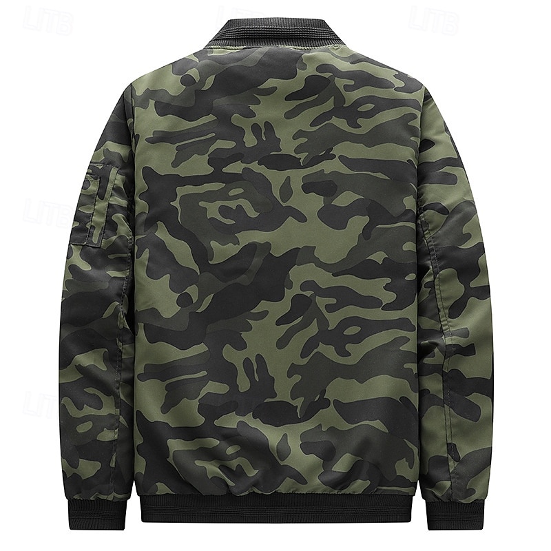 Per uomo Giacca Leggera Giubbotto bomber Giacca Casual Vacanza Quotidiano Traspirante Tasca Primavera Autunno Mimetico Moda Classico Collo alla coreana Regolare Blu Verde militare Giacca del 2026 a $42.99 –P2