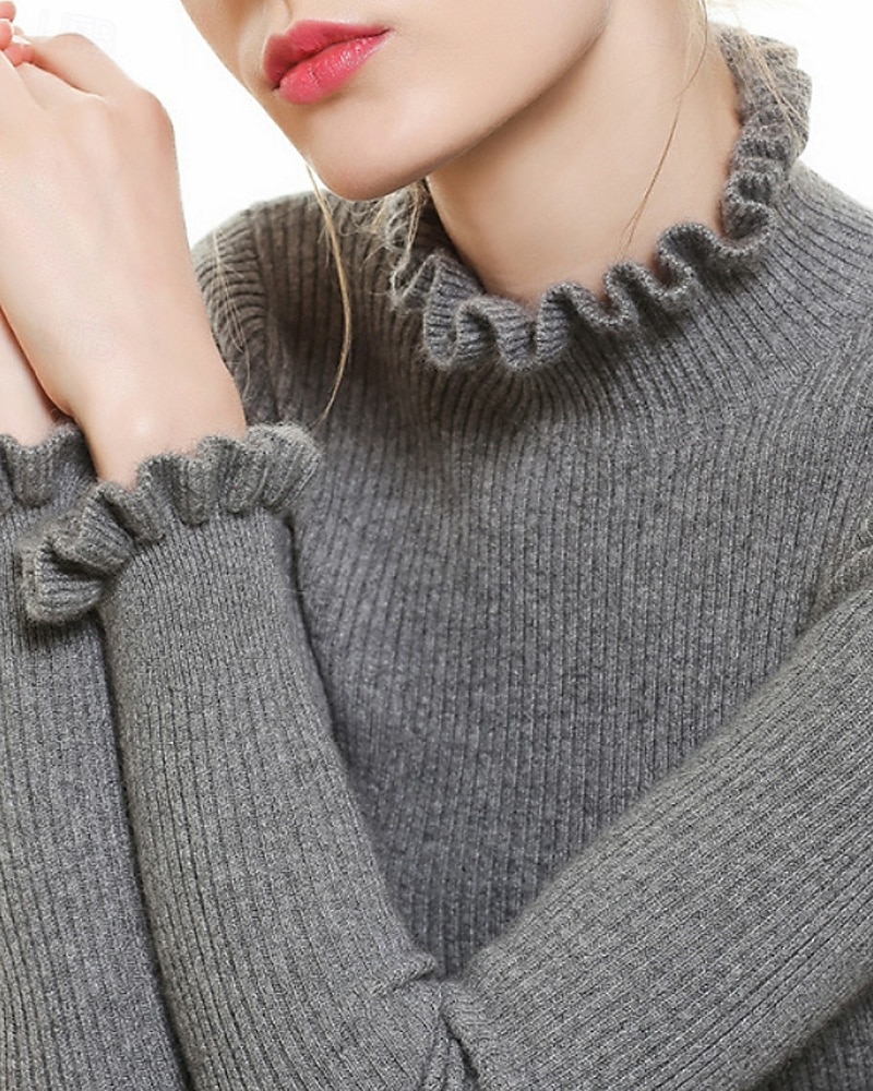 Pentru femei Pulover Plover Șic Stradă Casual Culoare solidă Guler Pe Gât Tricotat Manșon Lung Topuri obișnuite Tricotat Zilnic Ieșire Sfârșit de săptămână Negru Alb Toamnă Iarnă 2025 - $25.99 –P16