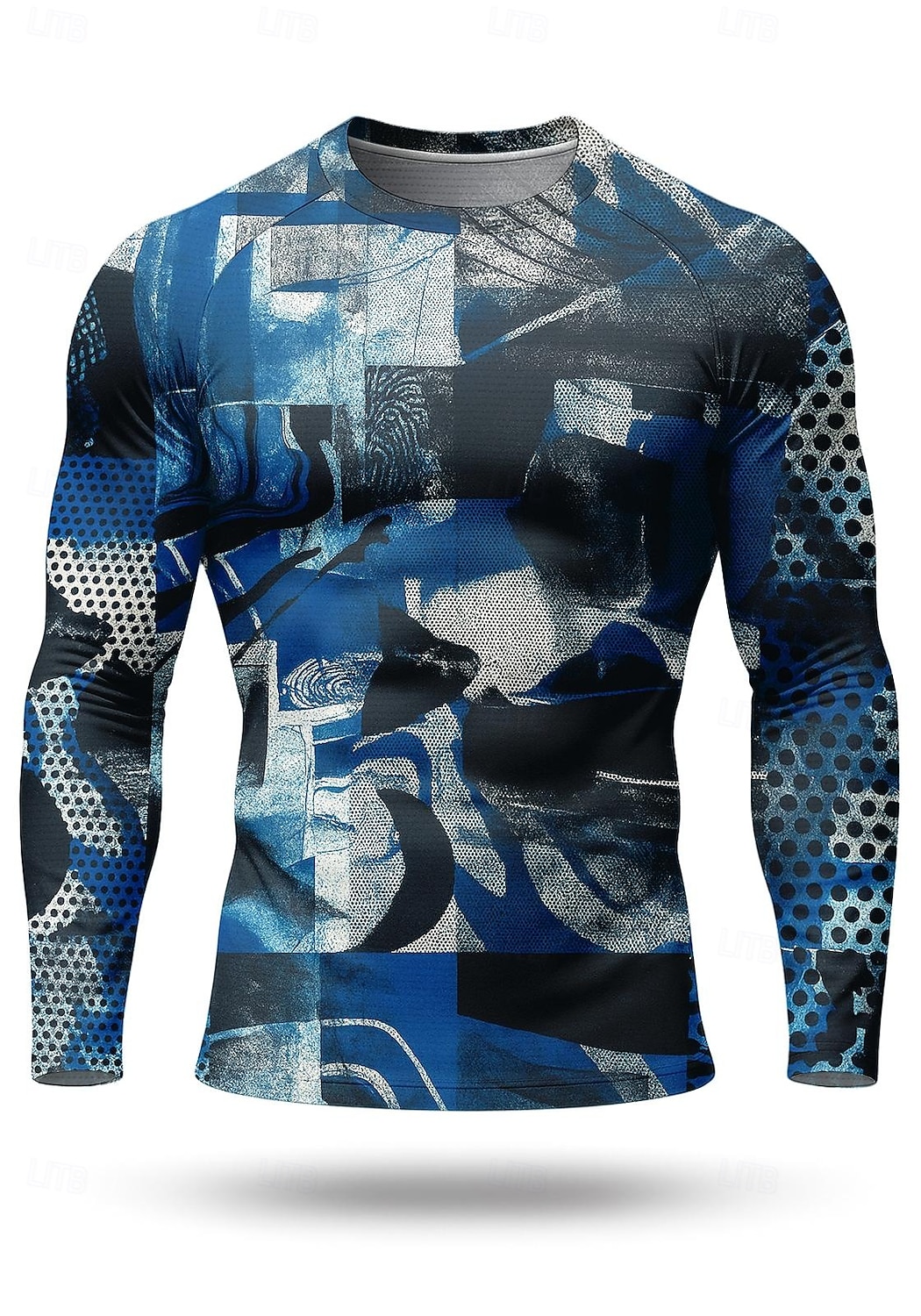 2026年 男性用 幾何学模様 抽象的 コンプレッション・シャツ ランニングＴシャツ 春 秋 3Dプリント 長袖 速乾性 ビデオ圧縮 パワーフレックス 吸汗性 高通気性 ジムトレーニング アクティブトレーニング ランニング サイクリング 運動 フィットネス ブルー スポーツウェア アクティブウェア  コレクション – $20.99 –P1