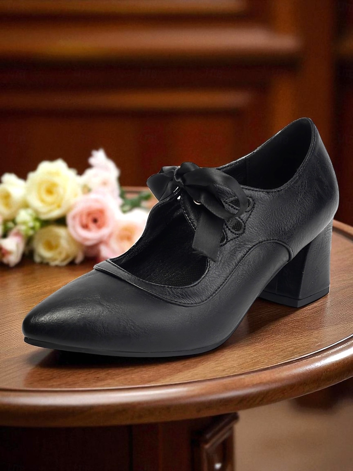 Γυναικεία μαύρα τακούνια Mary Jane σε στιλ δεκαετίας του 1950 με φιόγκο – ρετρό γόβες με χοντρό τακούνι για καθημερινή vintage εμφάνιση και swing χορό 2026 - $54.99 –P2
