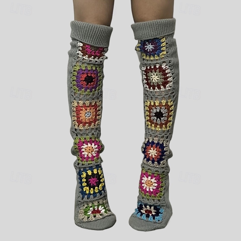 Dames Knie Hoge Sokken Kousen Buiten Feestdagen Bloem Polyesteri Basic Casual Elastisch Warm 1 paar 2026 - $19.99 –P5