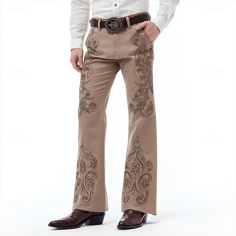 Per uomo Stampa Floreale Fiori Pantaloni da discoteca Pantaloni a zampa d'elefante anni '60 e '70 Misura del girovita medio Western Vintage Retrò All'aperto Vacanza Casuale Tasche Laterali Pantaloni del 2026 a $29.99 –P1
