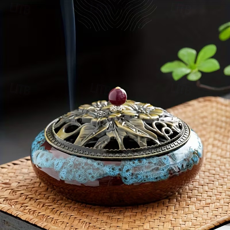 Vintage keramický kadidelnice ideální pro jógovou meditaci a dekoraci místnosti - bez vůně, vhodná pro íd al-fitr (ramadán) 2026 - $21.99 –P3