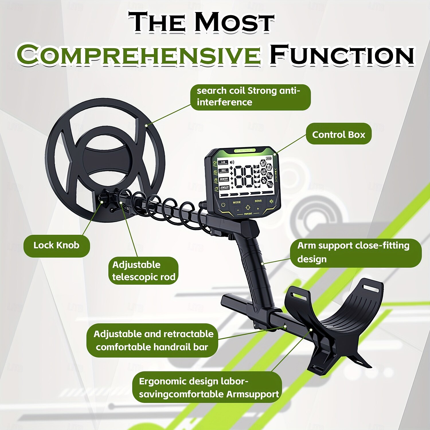 detector de metais profissional com bobina de 10" - posicionamento preciso e de alta definição para moedas &metais, display lcd, painel de controle ajustável (bateria não incluída) de 2025 por $604.39 –P6