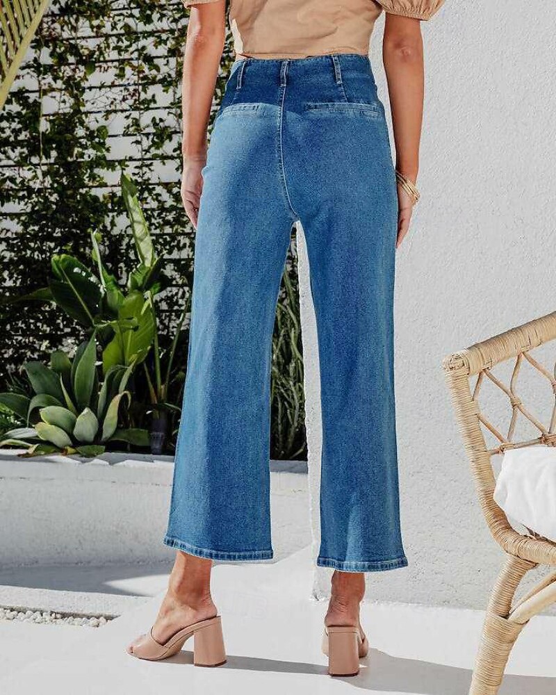 Per donna Jeans Chinos Dritto Streetwear Casual Lunghezza intera Vita media Semplice Tasca Elastico in vita Confortevole Micro-elastico All'aperto Vacanza Quotidiano Nero Blu Blu chiaro Autunno del 2025 a $32.99 –P4