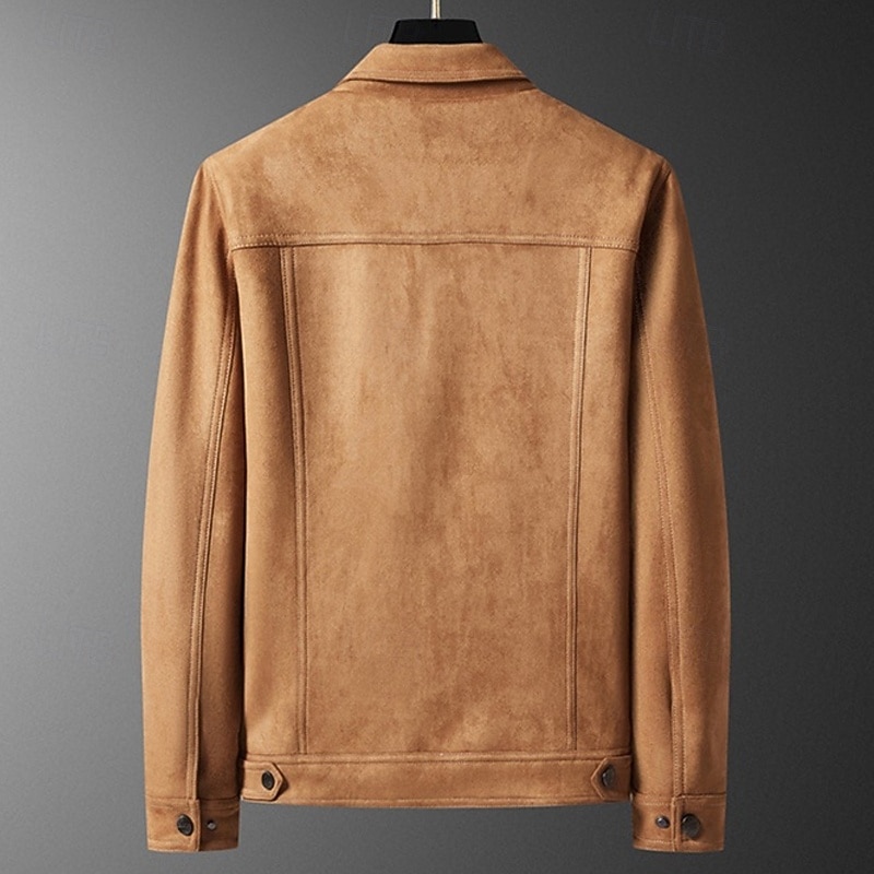 Homme Veste en faux suède Veste Cargo Veste Décontractée Vacances Quotidien Avec Poches Printemps Automne Uni Mode Classique Revers Régulier Noir Marron Veste de 2025 ? $54.99 –P2