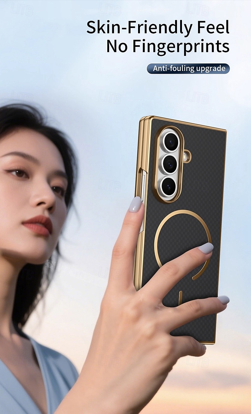 Phone Case For Samsung Galaxy Z Fold 7 Z Fold 6 Z Fold 5 Z Fold 4 Z Fold 3 Back Cover with Screen Protector Magnetic Support Wireless Charging Retro Plating PC PU Leather 2025 - $17.99 –P9