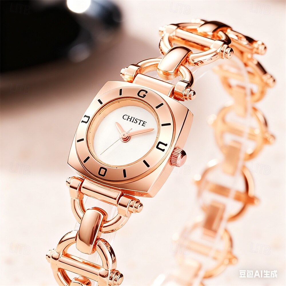 Muotitietoisen äitienpäivälahja naisten kello neliö yksinkertainen kellotaulu IPX7 vedenkestävä ruostumatonta terästä rannekello kvartsikello 2026 - $21.99 –P6