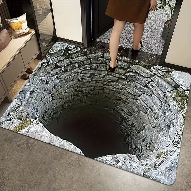 Fußmatte Belgisches Samt gedruckte Eingangsteppich weich rutschfest waschbar 3D-visuelles Tiefenloch-Design Fußmatte innen außen Teppich für Küche Schlafzimmer Badezimmer dekorativer Teppich 2025 - $11.49 –P1