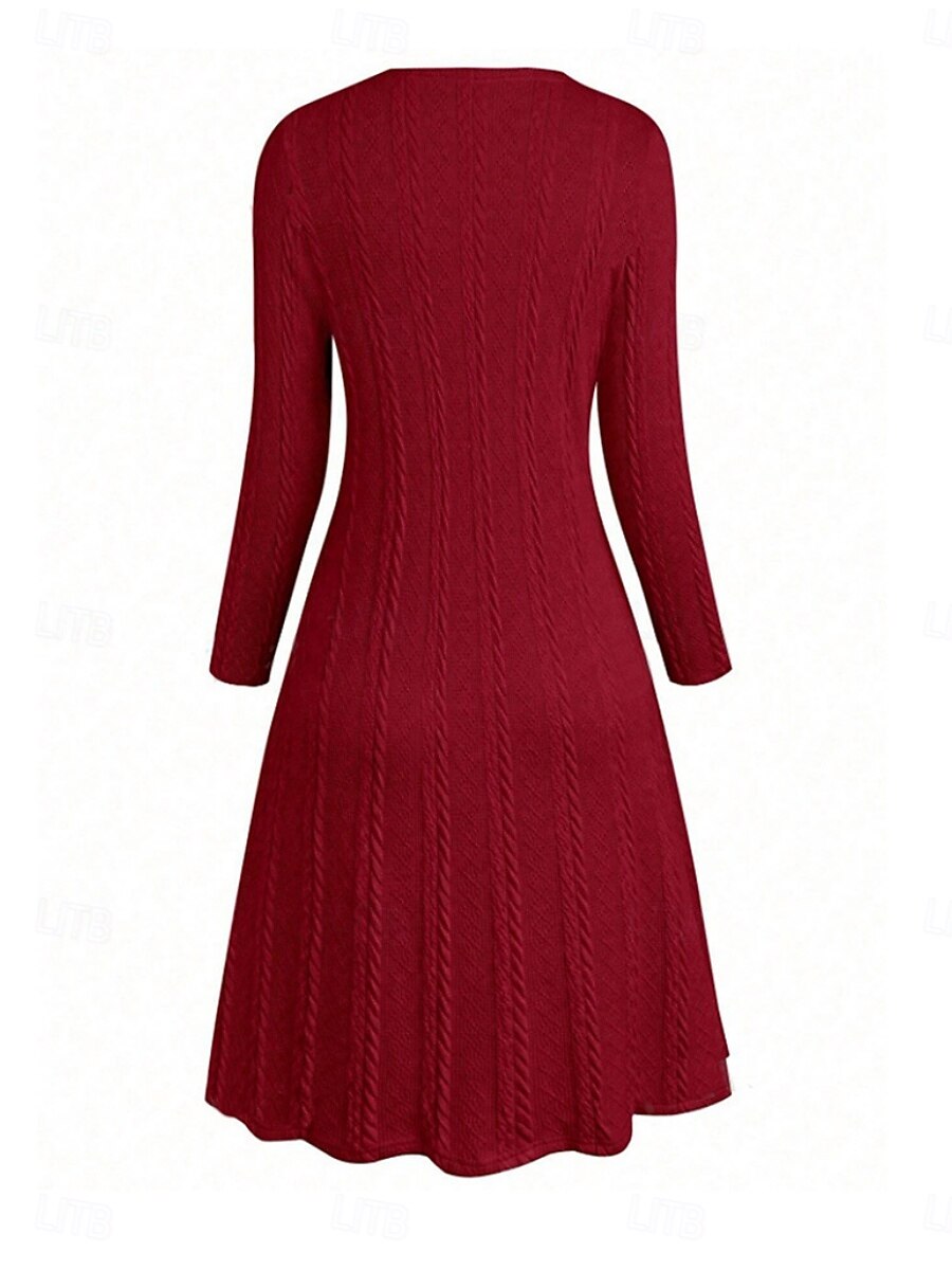 Γυναικεία Πουλόβερ Φόρεμα πουλόβερ Καθημερινό Μαλακή Μονόχρωμες Κοτλέ Στρογγυλή Ψηλή Λαιμόκοψη Κουρελού Πλεκτό Στάμπα Μακρυμάνικο Μακριές μπλούζες Πλέκω ΕΞΩΤΕΡΙΚΟΥ ΧΩΡΟΥ Καθημερινά Σαββατοκύριακο 2026 - $67.99 –P3