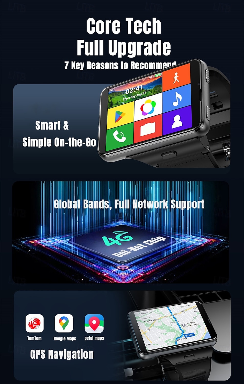 2025年 APPLLP Max スマートウォッチ 2.88 インチ スマート·ウォッチ スマートウォッチ電話 4G LTE ブルートゥース 歩数計 睡眠サイクル計測器 座りがちなリマインダー と互換性があります Android iOS 女性 男性 GPS 長時間スタンバイ ハンドフリーコール IPX-5  コレクション – $224.89 –P4